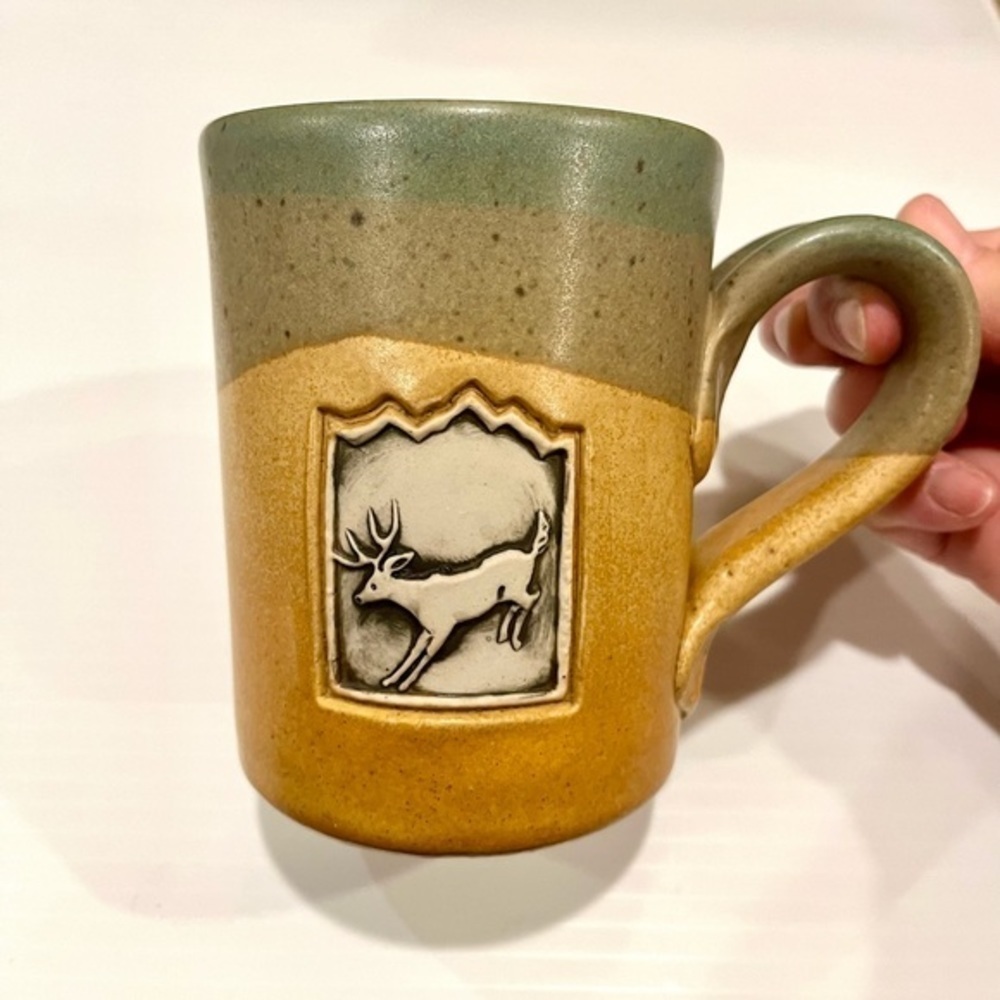 Cold Mountain Pottery Mug Embossed Deer Pattern - Picture 7 of 10
